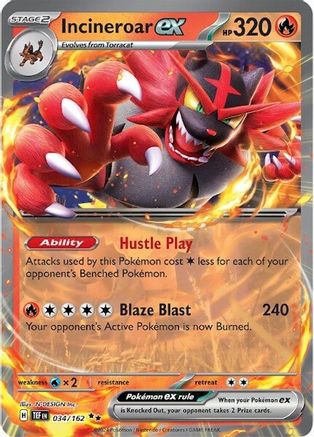 Incineroar ex - 034/162 34 Holofoil - Double Rare - SV05: Temporal Forces