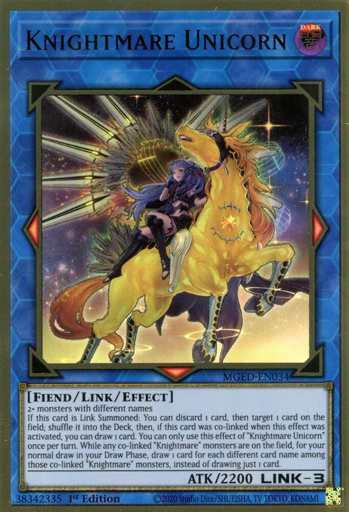 Knightmare Unicorn Alternate Art MGED-EN034 (Maximum Gold: El Dorado)  - 1st Edition