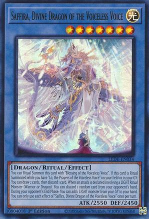 Saffira, Divine Dragon of the Voiceless Voice (LEDE-EN034) - Ultra Rare - 1st Edition - Legacy of Destruction