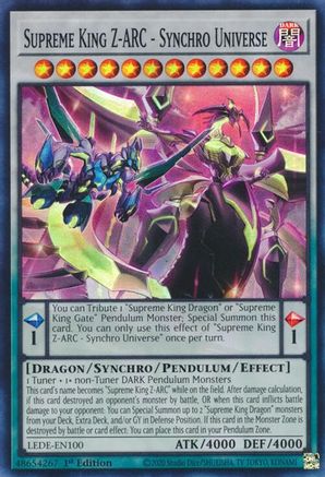 Supreme King Z-ARC - Synchro Universe (LEDE-EN100) - Super Rare - 1st Edition - Legacy of Destruction