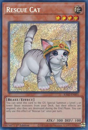 Rescue Cat (Alternate Art) (Secret Rare) (RA02-EN001) - Secret Rare - 1st Edition - 25th Anniversary Rarity Collection II