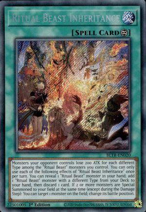 Ritual Beast Inheritance (BLTR-EN020) - Secret Rare - 1st Edition - Battles of Legend: Terminal Revenge
