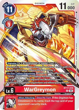 WarGreymon (BT17-015) Foil Rare - Secret Crisis