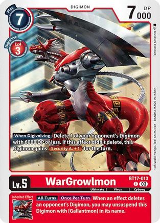 WarGrowlmon (BT17-013)  Common - Secret Crisis
