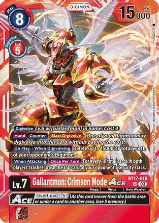 Gallantmon: Crimson Mode ACE (BT17-018) Foil Super Rare - Secret Crisis