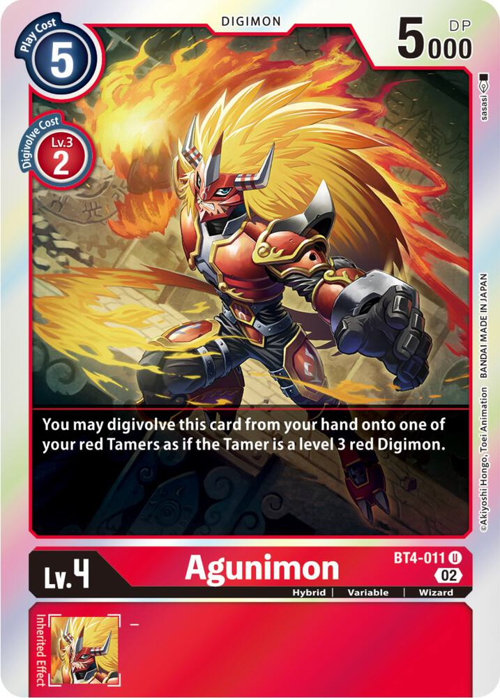 Agunimon Resurgence Booster Reprint BT4-011 U (Resurgence Booster)  - Foil