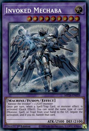 Invoked Mechaba (Alternate Art) (MP24-EN059) - Prismatic Secret Rare - 1st Edition - 25th Anniversary Tin: Dueling Mirrors