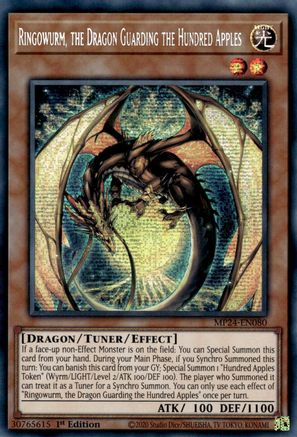 Ringowurm, the Dragon Guarding the Hundred Apples (MP24-EN080) - Prismatic Secret Rare - 1st Edition - 25th Anniversary Tin: Dueling Mirrors
