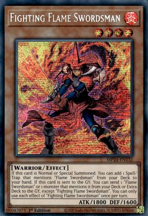 Fighting Flame Swordsman (MP24-EN132) - Prismatic Secret Rare - 1st Edition - 25th Anniversary Tin: Dueling Mirrors