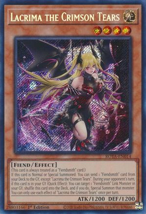 Lacrima the Crimson Tears (ROTA-EN014) - Secret Rare - 1st Edition - Rage of the Abyss