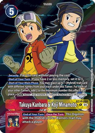Takuya Kanbara & Koji Minamoto (Release Special Booster 2.0: Box Promotion Pack) (BT18-088) Foil Rare - Release Special Booster 2.0
