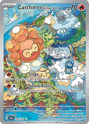 Castform Sunny Form - 195/191 195 Holofoil - Illustration Rare - SV08: Surging Sparks