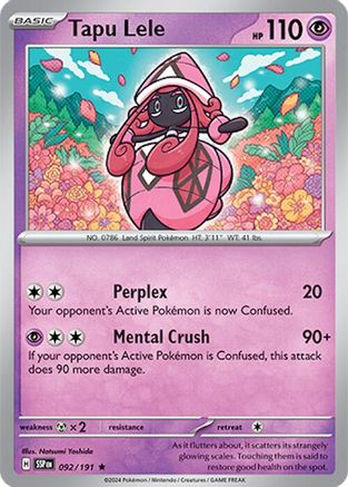 Tapu Lele 92 Holofoil - Rare - SV08: Surging Sparks