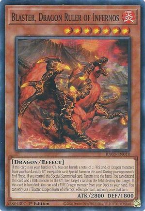Blaster, Dragon Ruler of Infernos (RA03-EN010) - Super Rare - 1st Edition - Quarter Century Bonanza