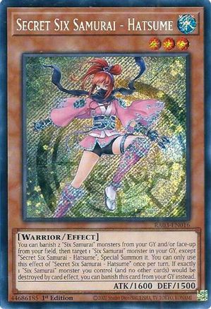 Secret Six Samurai - Hatsume (Secret Rare) (RA03-EN016) - Secret Rare - 1st Edition - Quarter Century Bonanza