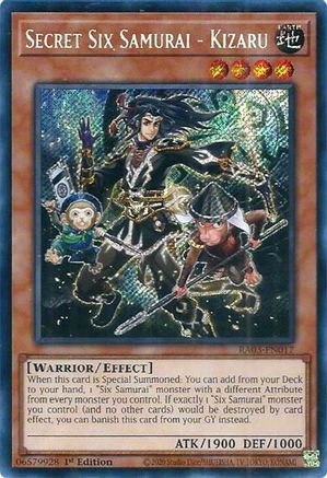 Secret Six Samurai - Kizaru (Secret Rare) (RA03-EN017) - Secret Rare - 1st Edition - Quarter Century Bonanza