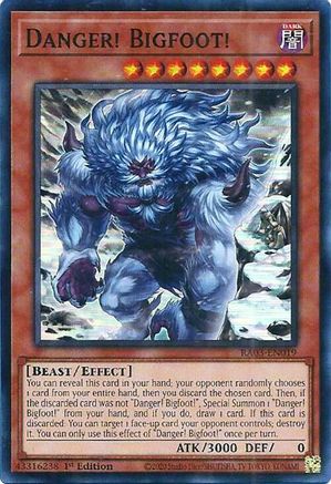 Danger! Bigfoot! (Alternate Art) (RA03-EN019) - Super Rare - 1st Edition - Quarter Century Bonanza