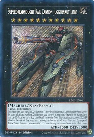 Superdreadnought Rail Cannon Juggernaut Liebe (Secret Rare) (RA03-EN041) - Secret Rare - Quarter Century Bonanza