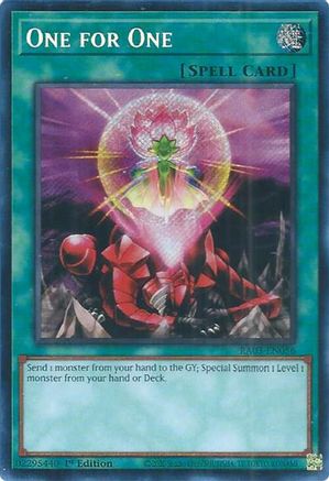 One for One (Secret Rare) (RA03-EN056) - Secret Rare - 1st Edition - Quarter Century Bonanza