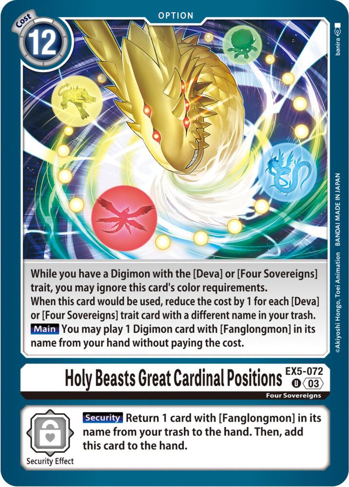 Holy Beasts Great Cardinal Positions EX5-072 U (Animal Colosseum) 