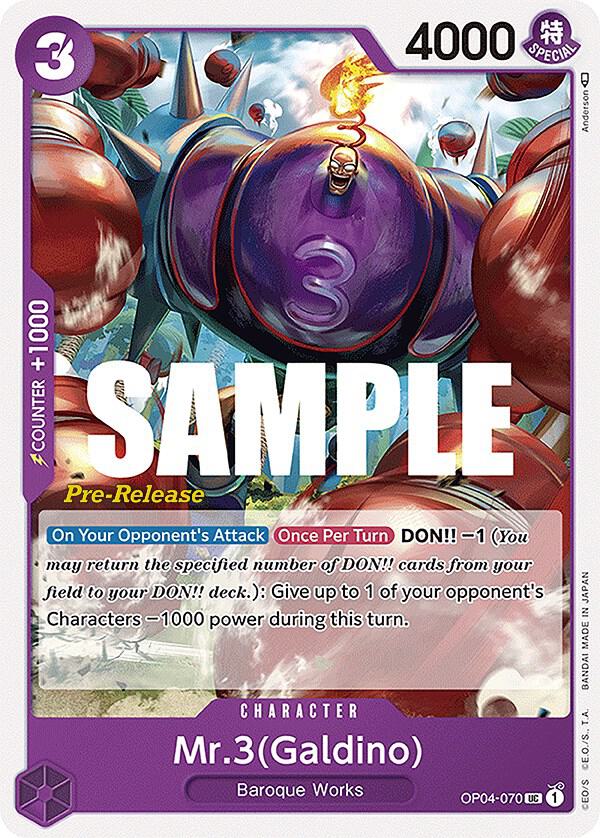 Mr.3 (Galdino) OP04-070 (Kingdoms of Intrigue Pre-Release Cards) 