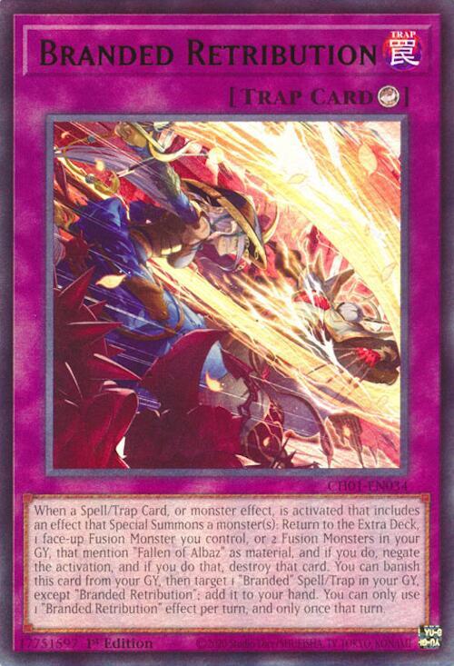 Branded Retribution CH01-EN034 (THE CHRONICLES DECK: The Fallen & The Virtuous (All-Foil Edition))  - 1st Edition