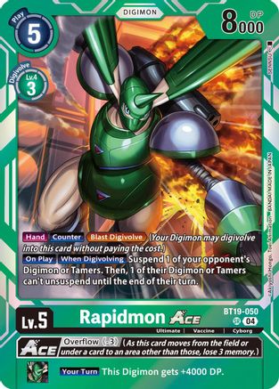 Rapidmon ACE (BT19-050) Foil Super Rare - Release Special Booster 2.5
