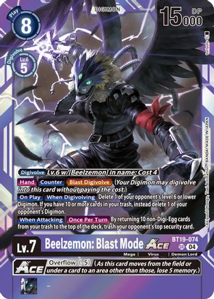 Beelzemon: Blast Mode ACE (BT19-074) Foil Super Rare - Release Special Booster 2.5
