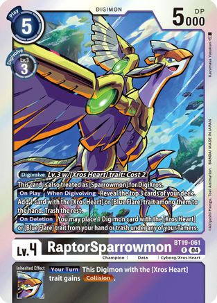 RaptorSparrowmon (BT19-061) Foil Rare - Release Special Booster 2.5