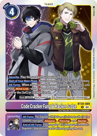Code Cracker Fang & Hacker Judge (BT20-089) Foil Rare - Release Special Booster 2.5