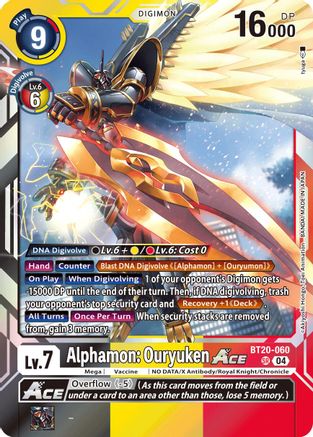 Alphamon: Ouryuken ACE (BT20-060) Foil Super Rare - Release Special Booster 2.5