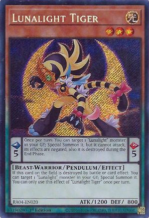 Lunalight Tiger (Secret Rare) (RA04-EN020) - Secret Rare - Quarter Century Stampede