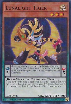 Lunalight Tiger (RA04-EN020) - Super Rare - Quarter Century Stampede