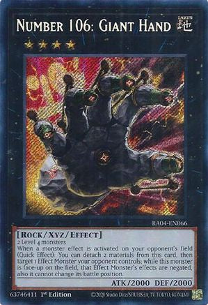 Number 106: Giant Hand (Secret Rare) (RA04-EN066) - Secret Rare - Quarter Century Stampede