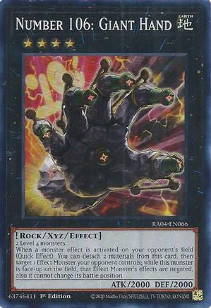 Number 106: Giant Hand (RA04-EN066) - Super Rare - Quarter Century Stampede