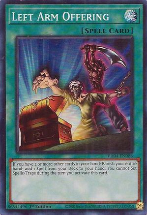 Left Arm Offering (RA04-EN086) - Super Rare - Quarter Century Stampede