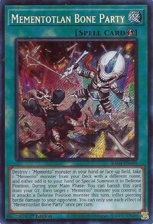 Mementotlan Bone Party (Secret Rare) (RA04-EN099) - Secret Rare - Quarter Century Stampede