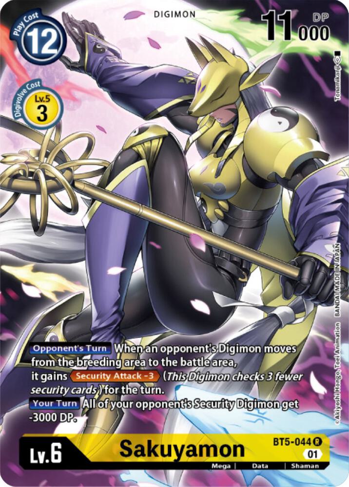 Sakuyamon Digimon Card Game Deck Box Set BT5-044 R (Battle of Omni)  - Foil