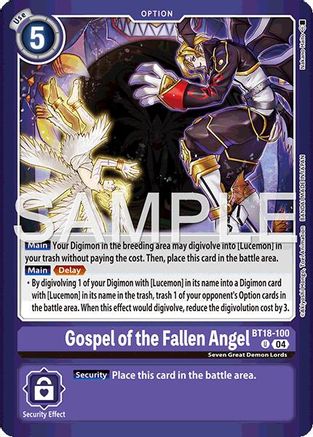 Gospel of the Fallen Angel (BT18-100) Foil Uncommon - Limited Card Pack -Billion Bullet-