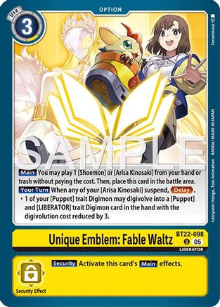 Unique Emblem: Fable Waltz (BT22-098)  Uncommon - Cyber Eden
