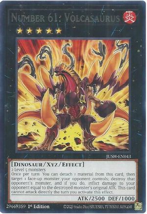 Number 61: Volcasaurus (JUSH-EN043) - Rare - 1st Edition - Justice Hunters