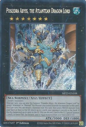 Poseidra Abyss, the Atlantean Dragon Lord (MP25-EN108) - Prismatic Secret Rare - 2025 Mega-Pack