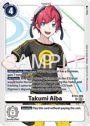 Takumi Aiba (BT23-089) Foil Super Rare - Hackers' Slumber