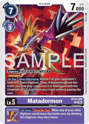 Matadormon (BT23-066) Foil Rare - Hackers' Slumber