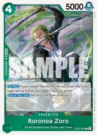 Roronoa Zoro (OP13-037) - Foil Rare - Carrying On His Will
