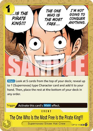 The One Who Is the Most Free Is the Pirate King!!! (OP13-116) - Normal Uncommon - Carrying On His Will