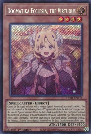 Dogmatika Ecclesia, the Virtuous (Secret Rare) (CH01-EN014) - Secret Rare - 1st Edition - THE CHRONICLES DECK: The Fallen & The Virtuous (All-Foil Edition)