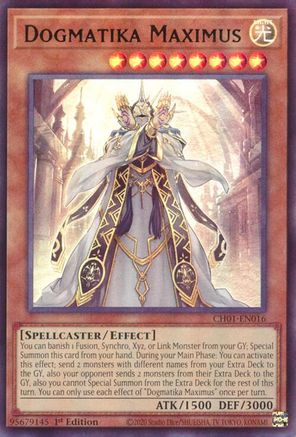 Dogmatika Maximus (CH01-EN016) - Ultra Rare - 1st Edition - THE CHRONICLES DECK: The Fallen & The Virtuous (All-Foil Edition)