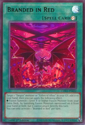 Branded in Red (CH01-EN022) - Ultra Rare - 1st Edition - THE CHRONICLES DECK: The Fallen & The Virtuous (All-Foil Edition)
