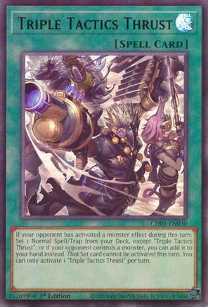 Triple Tactics Thrust (CH01-EN030) - Ultra Rare - 1st Edition - THE CHRONICLES DECK: The Fallen & The Virtuous (All-Foil Edition)